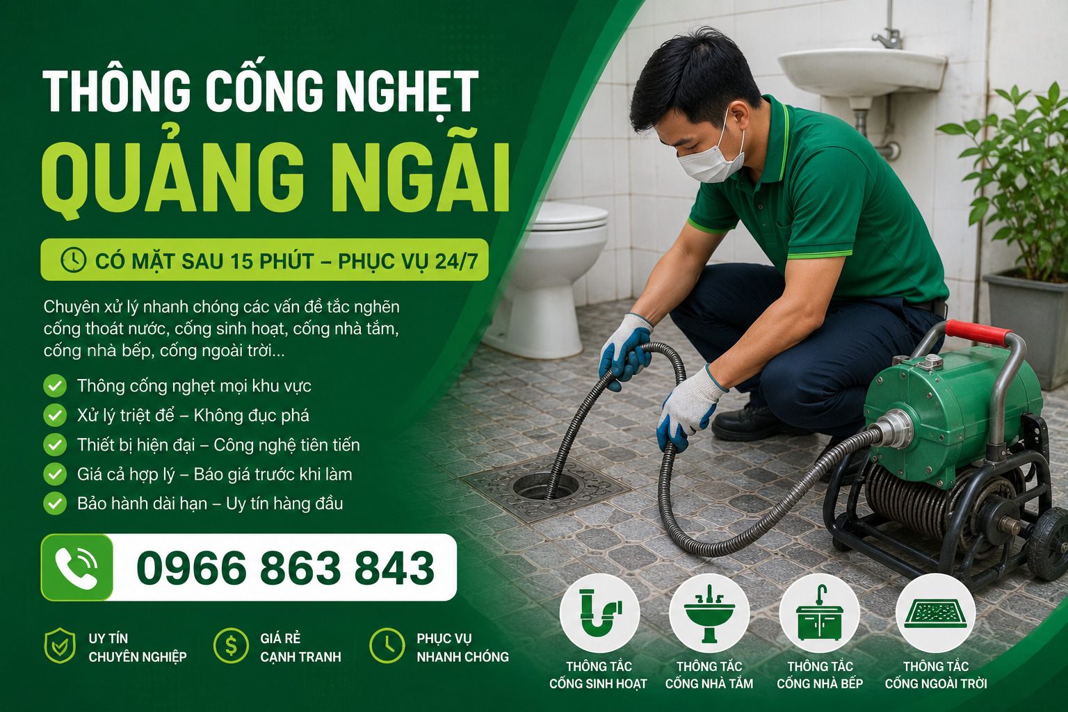 Thông cống nghẹt Quảng Ngãi