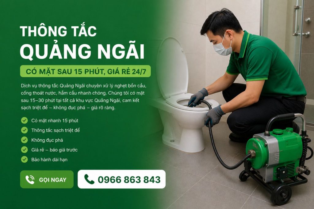 thông tắc bồn cầu quảng ngãi