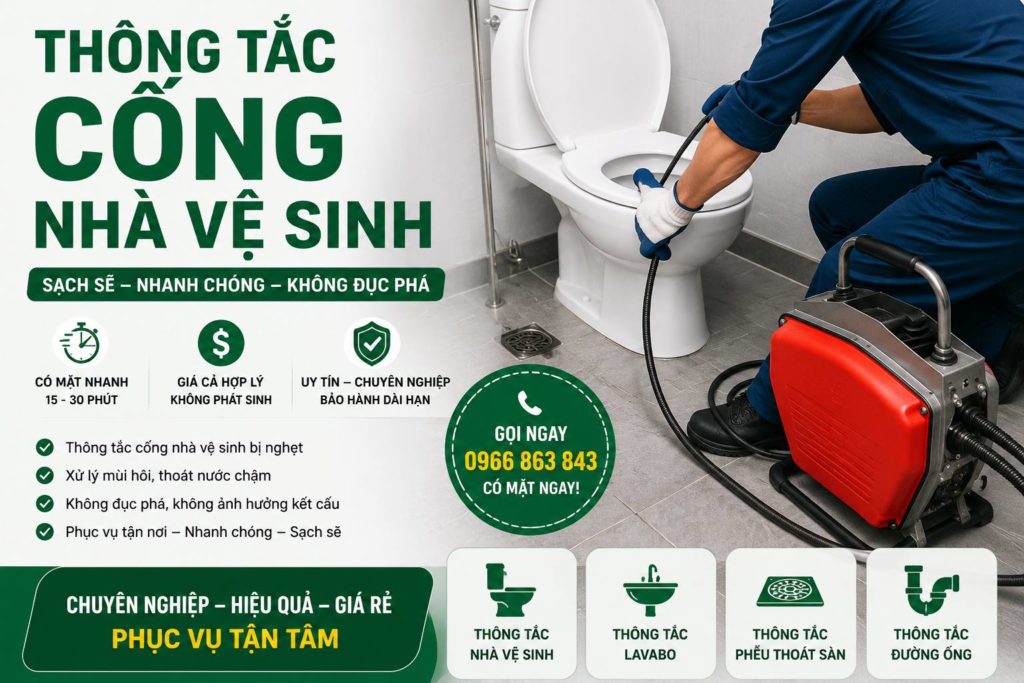 thông tắc cống nhà vệ sinh